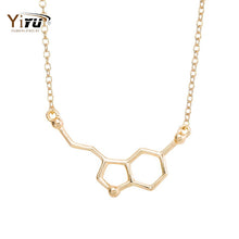 10pcs/lot 2016 New Serotonin Molecule Pendants Necklace For Women Cute Best Gift Wholesale Elegant Simple Gold Necklace N012