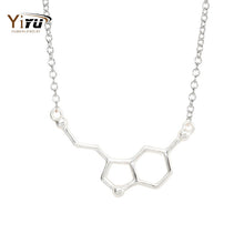 10pcs/lot 2016 New Serotonin Molecule Pendants Necklace For Women Cute Best Gift Wholesale Elegant Simple Gold Necklace N012