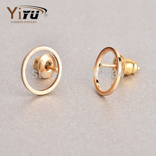 10pcs/lot Brass Hollow Round Stud Earrings Cute Round Circle Studs Earrings wholesale Lovely Simple Earring Studs Jewelry E063