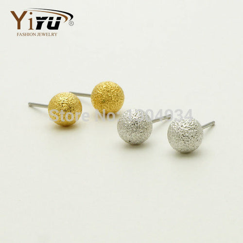 10pcs/lot Brass Round Matte Ball Stud Earrings Matte Ball Shape Fashion Earring Studs Wholesale Women Jewelry E057