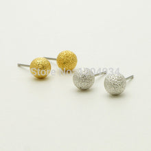 10pcs/lot Brass Round Matte Ball Stud Earrings Matte Ball Shape Fashion Earring Studs Wholesale Women Jewelry E057