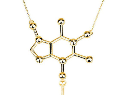 10pcs/lot Caffeine Molecule Necklace 2015 Structure Chemistry Gold Silver Necklace For Women Simple Pendant Tiny Necklace N137