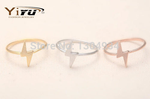 10pcs/lot Gold&Pink&Silver Tiny Thunder Ring Cute Unique Wholesale Adjustable Midi Simple Rings R231