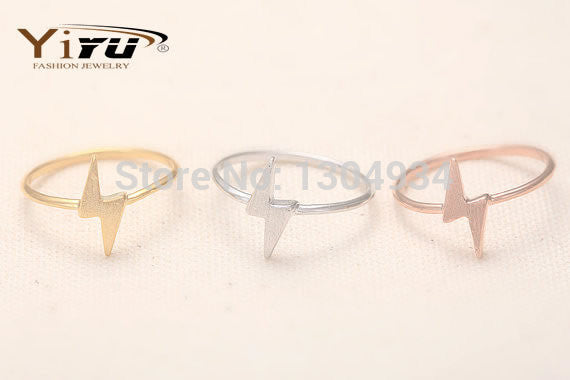 10pcs/lot Gold&Pink&Silver Tiny Thunder Ring Cute Unique Wholesale Adjustable Midi Simple Rings R231