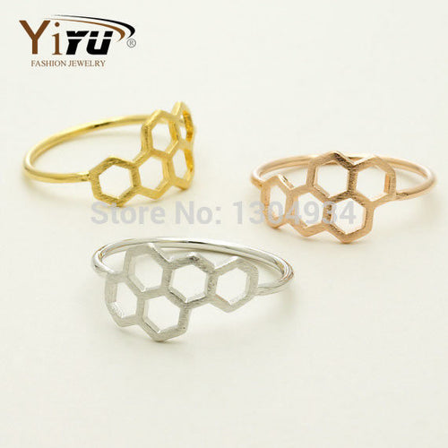 10pcs/lot Gold&Pink&Silver Triangle Circle Hive Women Ring Fashion Jewelry Cool Simple Engagement Statement Knuckle Ring R109