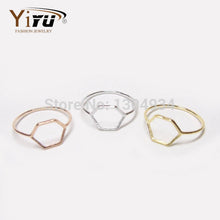 10pcs/lot Gold Pink gold Silver Geometric Shaped Simple Ring Hexagon Outline Wholesale Knuckle Wedding Ring for women R116
