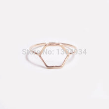 10pcs/lot Gold Pink gold Silver Geometric Shaped Simple Ring Hexagon Outline Wholesale Knuckle Wedding Ring for women R116