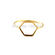 10pcs/lot Gold Pink gold Silver Geometric Shaped Simple Ring Hexagon Outline Wholesale Knuckle Wedding Ring for women R116