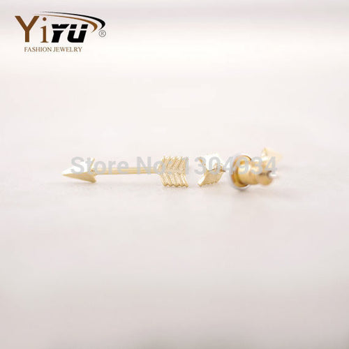10pcs/lot Gold Plated Arrow Studs Earrings For Women 2016 New Simple Fashion Wholesale Elegant Ear Studs E001