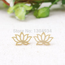 10pcs/lot Gold&Silver&Rose Cute Lotus Stud Earrings Wholesale Cheap and Appealing Studs Sweet Botanic Jewelry Ear Stud e021