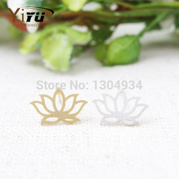 10pcs/lot Gold&Silver&Rose Cute Lotus Stud Earrings Wholesale Cheap and Appealing Studs Sweet Botanic Jewelry Ear Stud e021