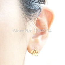 10pcs/lot Gold&Silver&Rose Cute Lotus Stud Earrings Wholesale Cheap and Appealing Studs Sweet Botanic Jewelry Ear Stud e021