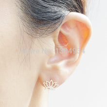 10pcs/lot Gold&Silver&Rose Cute Lotus Stud Earrings Wholesale Cheap and Appealing Studs Sweet Botanic Jewelry Ear Stud e021
