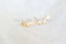 10pcs/lot Gold&Silver&Rose Plated Stylish Dapper Bling Triple-Star Stud Earrings Wholesale Charming Jewelry Simple Ear Stud E027
