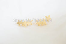 10pcs/lot Gold&Silver&Rose Plated Stylish Dapper Bling Triple-Star Stud Earrings Wholesale Charming Jewelry Simple Ear Stud E027