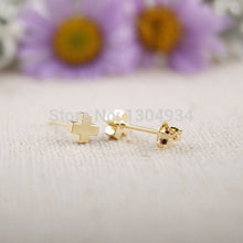 10pcs/lot Gold&Silver&Rose Plated Tiny Cross Sterling Stud Earrings Christian Simple Faith Ear Studs Wholesale e004