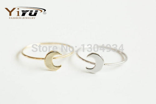 10pcs/lot Gold/Silver/Rose Simple Flat Crescent Moon Knuckle Women Ring 2015 New Simple Elegant Lovely Moon Wholesale Ring R133