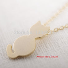 10pcs/lot Gold Silver Sitting Cat Shape Necklace Simple Elegant Wholesale Cute Animal Long Chain Pendant Female Necklace N126