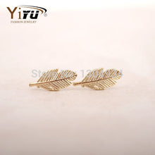 10pcs/lot Hight Quality Leaves Earrings 18K Gold Plated Leaf Earrings Modern Beautiful Stud Earrings for Women E038