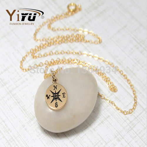 10pcs/lot Small Compass Find Your True North Necklace Wholesale Female Long Chain Choker Dainty Popular Elegant Necklace N061