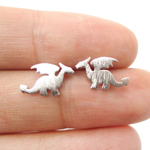 10pcs/lot Small Dragon Silhouette with Wings Animal Shaped Stud Earrings Wholesale Handmade Jewelry Cute Ear Studs E077