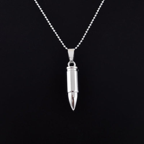 10pcs/lot Summer White and Gun Black Bullet Necklace Stainless Steel Engraved Army Style Chain Bullet Pendant Necklace N160