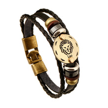 12 Constellations Leather Jewelry Fashion Bracelets&bangles Men Punk alloy personality vintage Bracelet s&bangles Jewelry