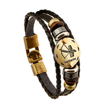 12 Constellations Leather Jewelry Fashion Bracelets&bangles Men Punk alloy personality vintage Bracelet s&bangles Jewelry