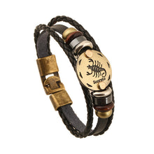 12 Constellations Leather Jewelry Fashion Bracelets&bangles Men Punk alloy personality vintage Bracelet s&bangles Jewelry