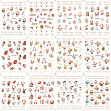 12 Sheet Christmas 3D Nail Art Stickers Snowflakes & Cute Snowmen Nail Decals