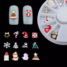 12 pcs 3D Rhinestones Christmas Nail Art Decoration Alloy Jewelry Glitter Nail Art Wheel Tool