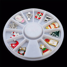 12 pcs 3D Rhinestones Christmas Nail Art Decoration Alloy Jewelry Glitter Nail Art Wheel Tool