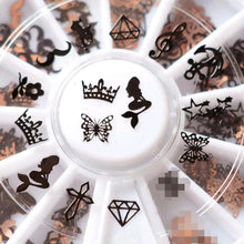 120pcs 3D Metal Christmas Nail Art Decoration Slice Black Stickers Decal Foil Wheel Beauty Nail Tool