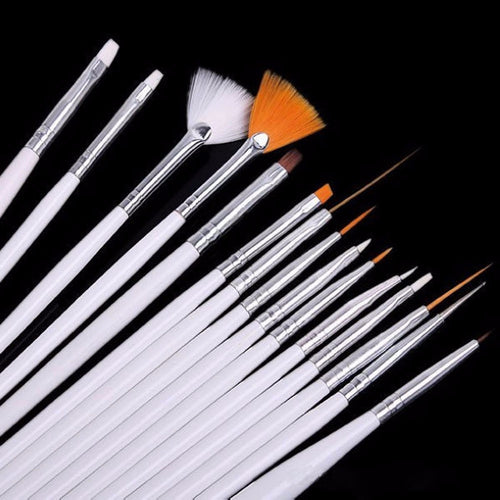 15 pcs Nail Art Decorations Brush Set Tools Professional Painting Pen for False Nail Tips UV Nail Gel Polish