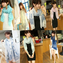 150 * 60cm New Fashion Velvet Chiffon Scarf retro blue and white chiffon scarves Ms. tide models Scarves wholesale