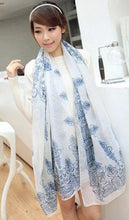 150 * 60cm New Fashion Velvet Chiffon Scarf retro blue and white chiffon scarves Ms. tide models Scarves wholesale
