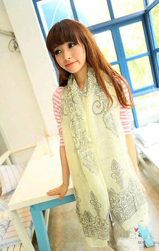 150 * 60cm New Fashion Velvet Chiffon Scarf retro blue and white chiffon scarves Ms. tide models Scarves wholesale