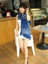 150 * 60cm New Fashion Velvet Chiffon Scarf retro blue and white chiffon scarves Ms. tide models Scarves wholesale