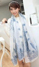 150 * 60cm New Fashion Velvet Chiffon Scarf retro blue and white chiffon scarves Ms. tide models Scarves wholesale