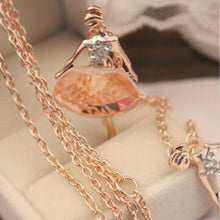 18K Gold Plated Sweater Chain Shiny Crystal Ballet Girl Pendant Necklace Statement Long Necklaces Jewelry For Women
