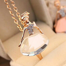 18K Gold Plated Sweater Chain Shiny Crystal Ballet Girl Pendant Necklace Statement Long Necklaces Jewelry For Women