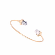 18K Gold Plated Turquoise Bullet Healing Point Bracelets & Bangles Faux Marble White Howlite Bracelet Bangle for Women G075-76