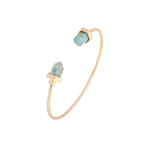 18K Gold Plated Turquoise Bullet Healing Point Bracelets & Bangles Faux Marble White Howlite Bracelet Bangle for Women G075-76