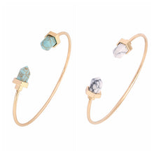18K Gold Plated Turquoise Bullet Healing Point Bracelets & Bangles Faux Marble White Howlite Bracelet Bangle for Women G075-76
