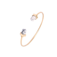 18K Gold Plated Turquoise Bullet Healing Point Bracelets & Bangles Faux Marble White Howlite Bracelet Bangle for Women G075-76