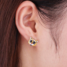 18k Gold Cute Yellow Cat Stud Earrings for Women Wedding Gift OED086