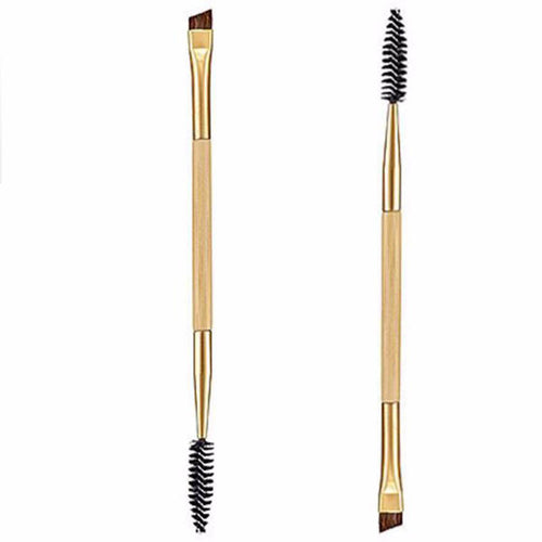 1PCS makeup tools for bamboo handle double eyebrow brush + eyebrow comb and makeup brush for