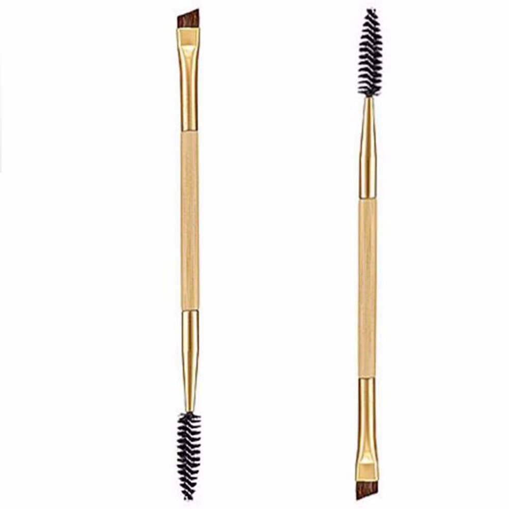 1PCS makeup tools for bamboo handle double eyebrow brush + eyebrow comb and makeup brush for