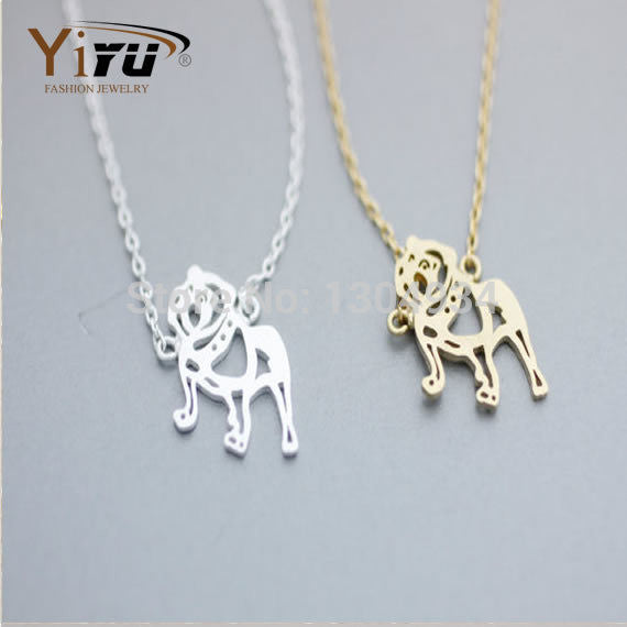 1pc 2015 Bulldog Shape Necklace Simple Small Pendant Tiny Cute Tiny Animal Fashion Gold Silver Dainty Necklace N118