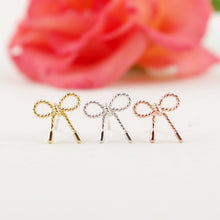 1pc 2016 Gold&Silver&Rose Gold Plated Little Twist Bow Knot Stud Earrings For Women Cute Simple Ear Stud Fashion Jewelry E049